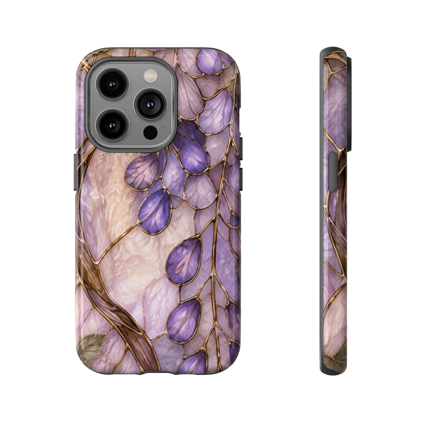 Wisteria Wilows Floral Lavender Vines Tough Phone Case- Stained glass floral collection