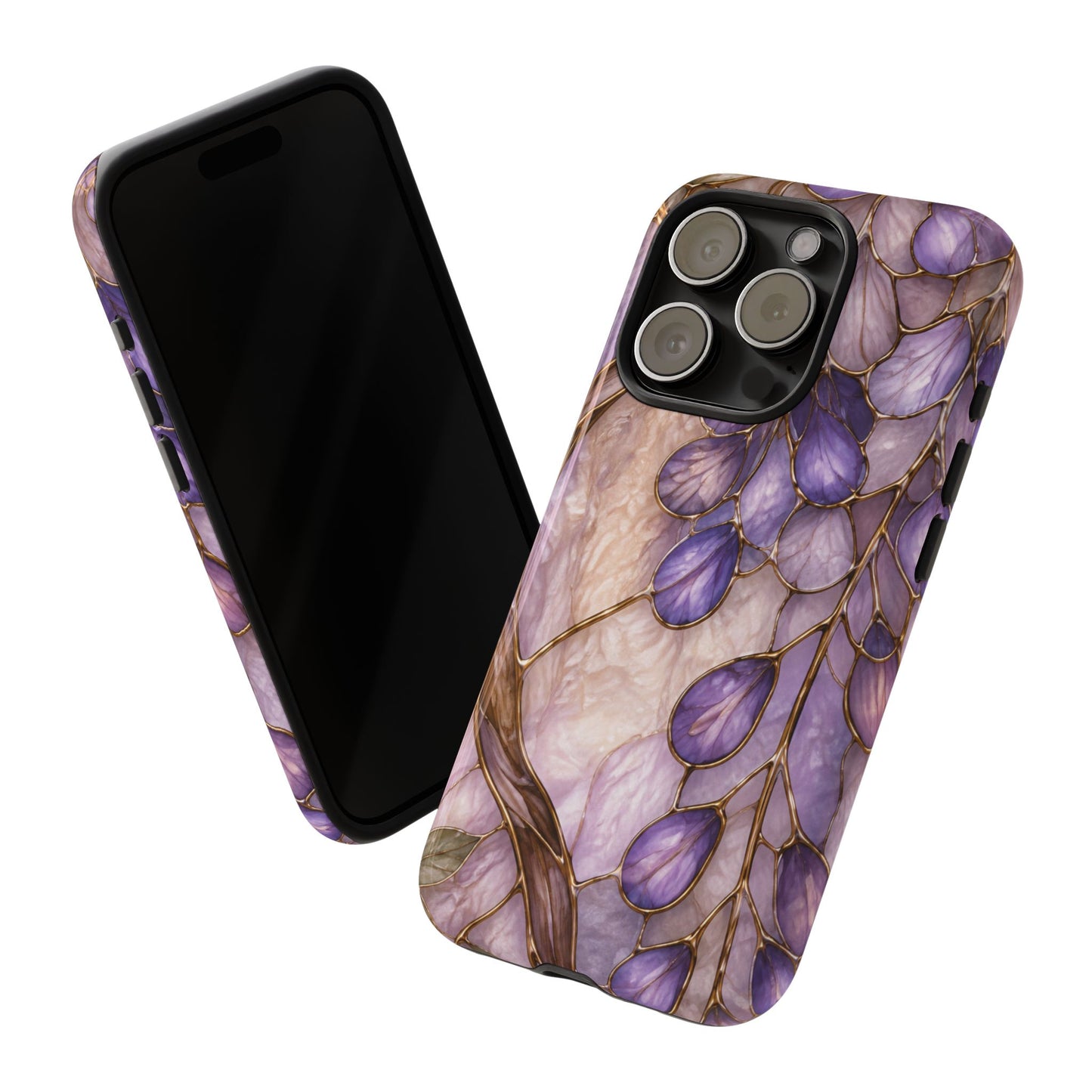 Wisteria Wilows Floral Lavender Vines Tough Phone Case- Stained glass floral collection