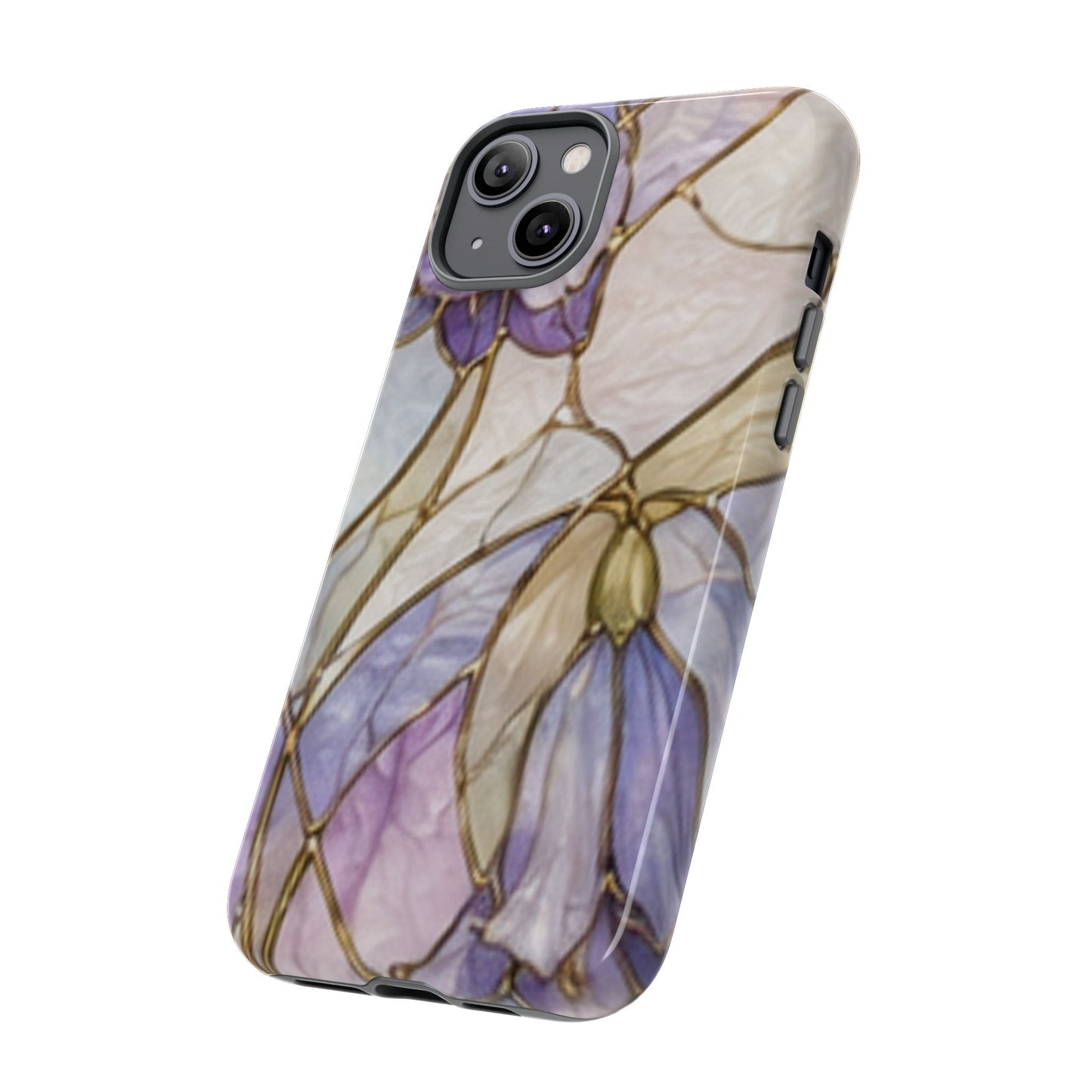 Lilac Meadows Stained Floral Glass Phone Case – Purple Lily Tough Case