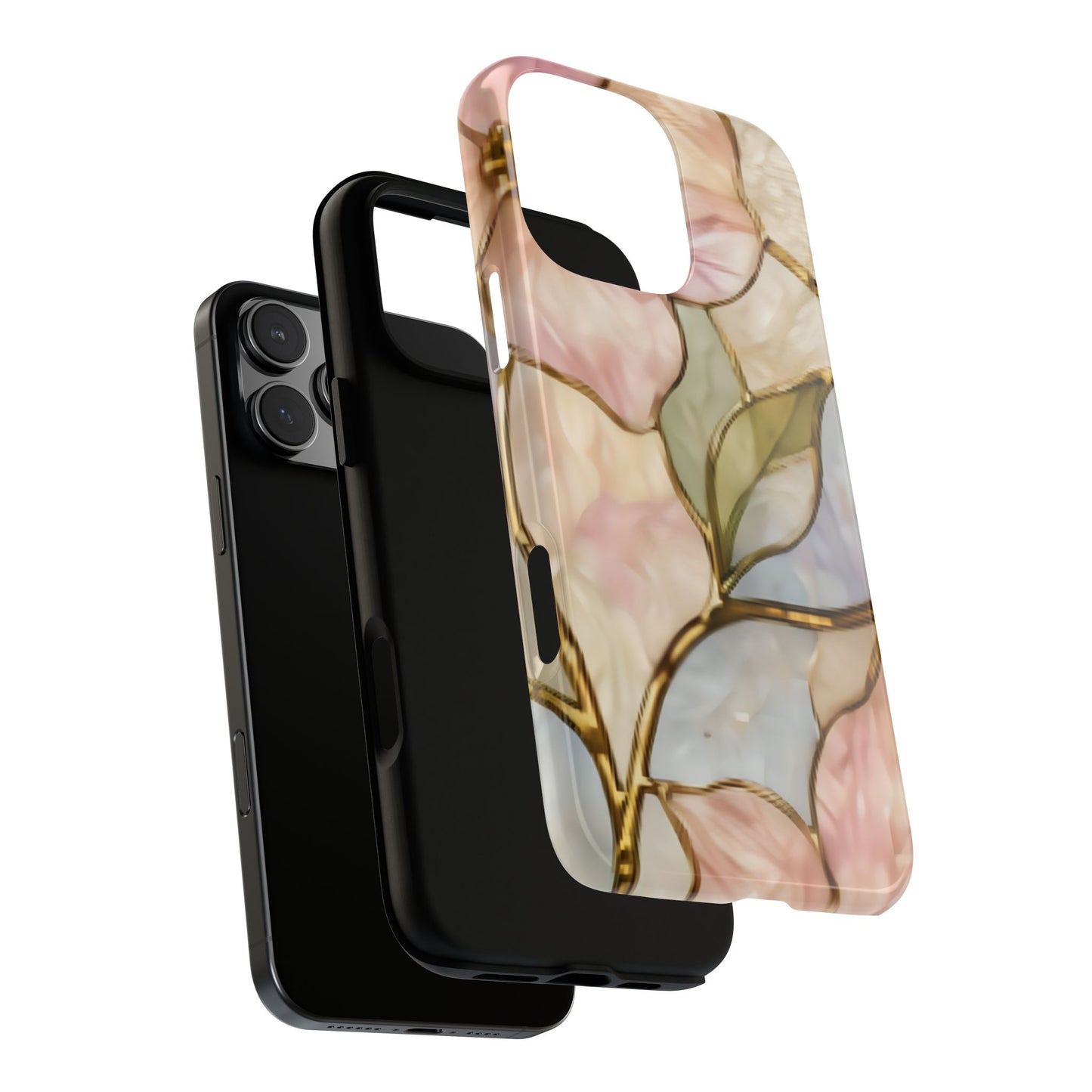 Pink Petals Floral Stained Glass Tough Case — Pastel Pink Protective Phone Cover