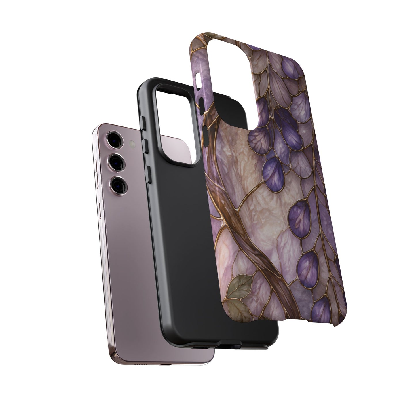 Wisteria Wilows Floral Lavender Vines Tough Phone Case- Stained glass floral collection