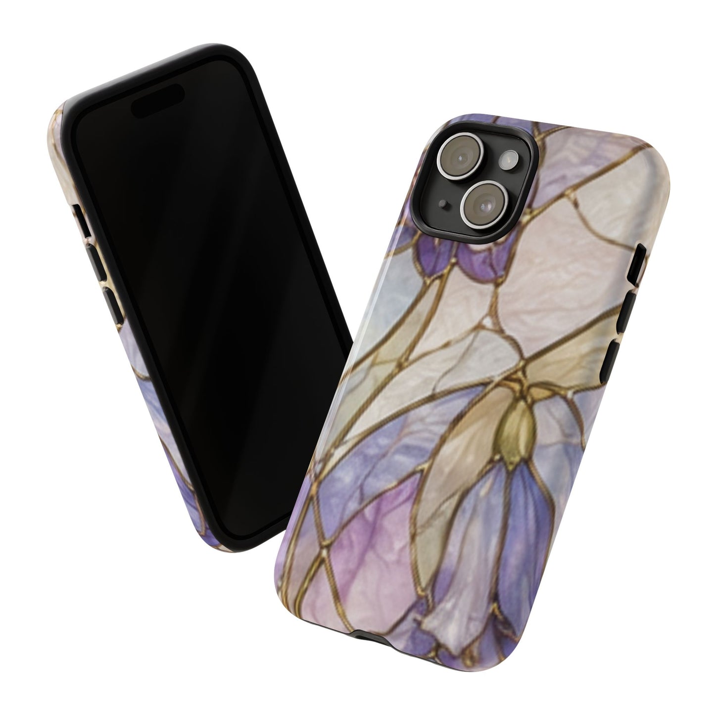 Lilac Meadows Stained Floral Glass Phone Case – Purple Lily Tough Case