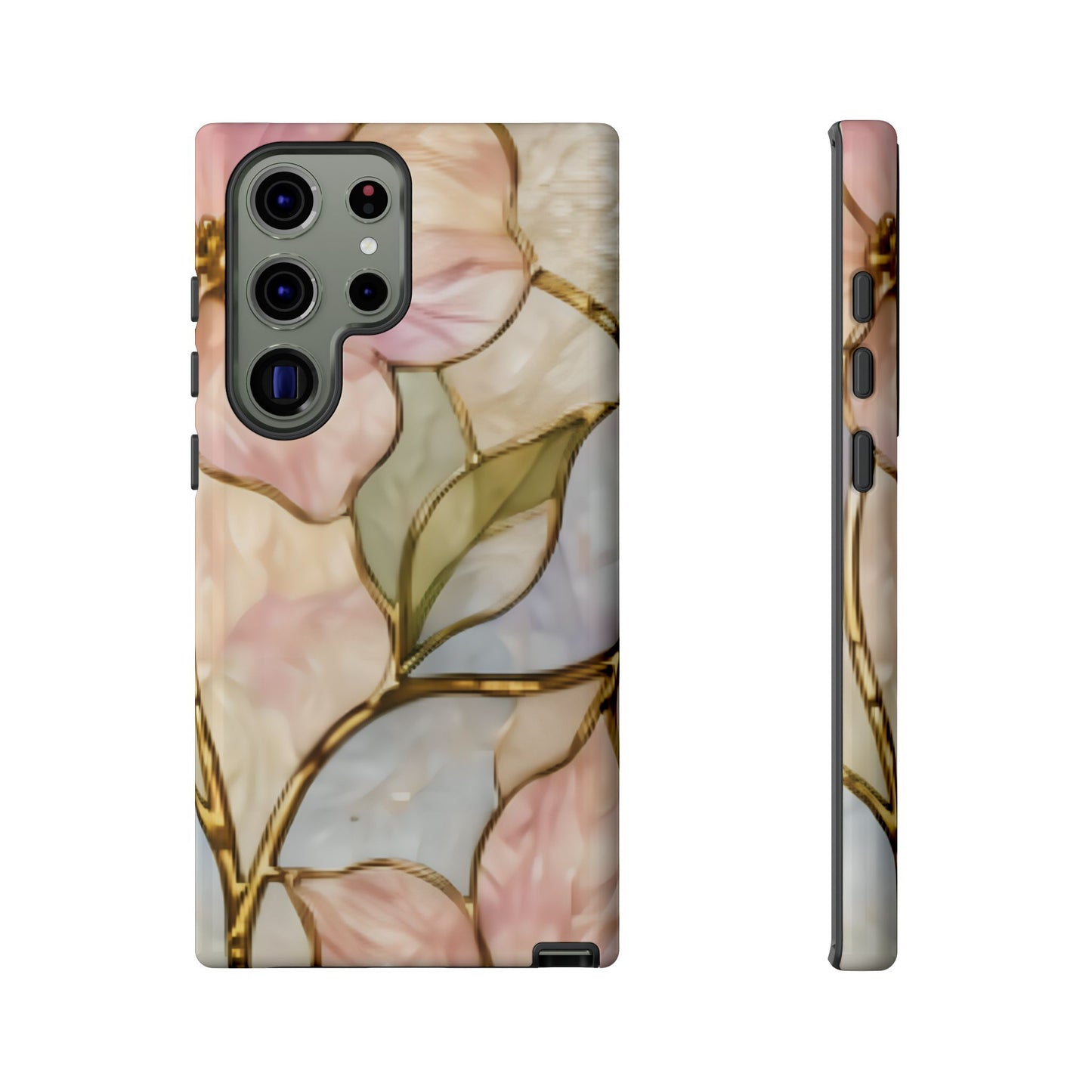 Pink Petals Floral Stained Glass Tough Case — Pastel Pink Protective Phone Cover