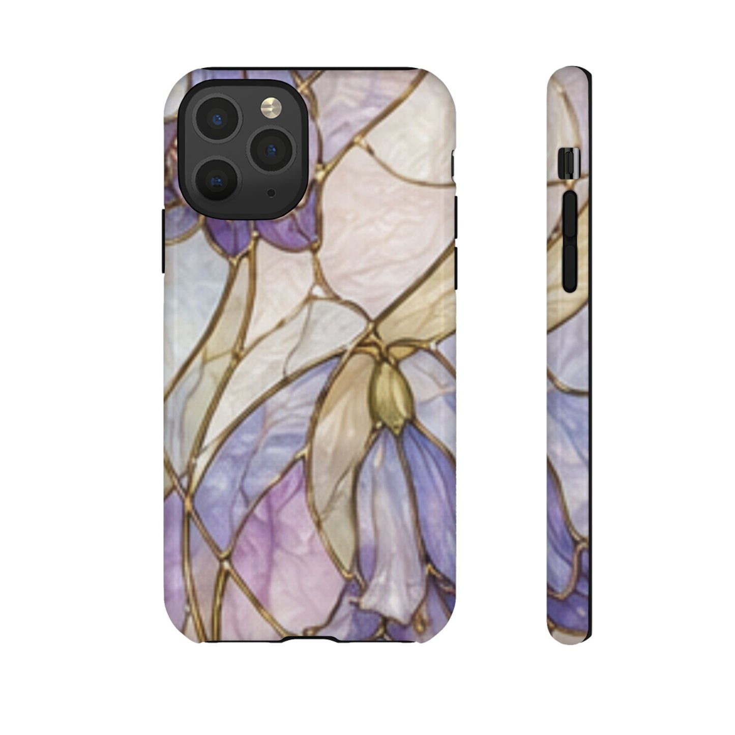 Lilac Meadows Stained Floral Glass Phone Case – Purple Lily Tough Case
