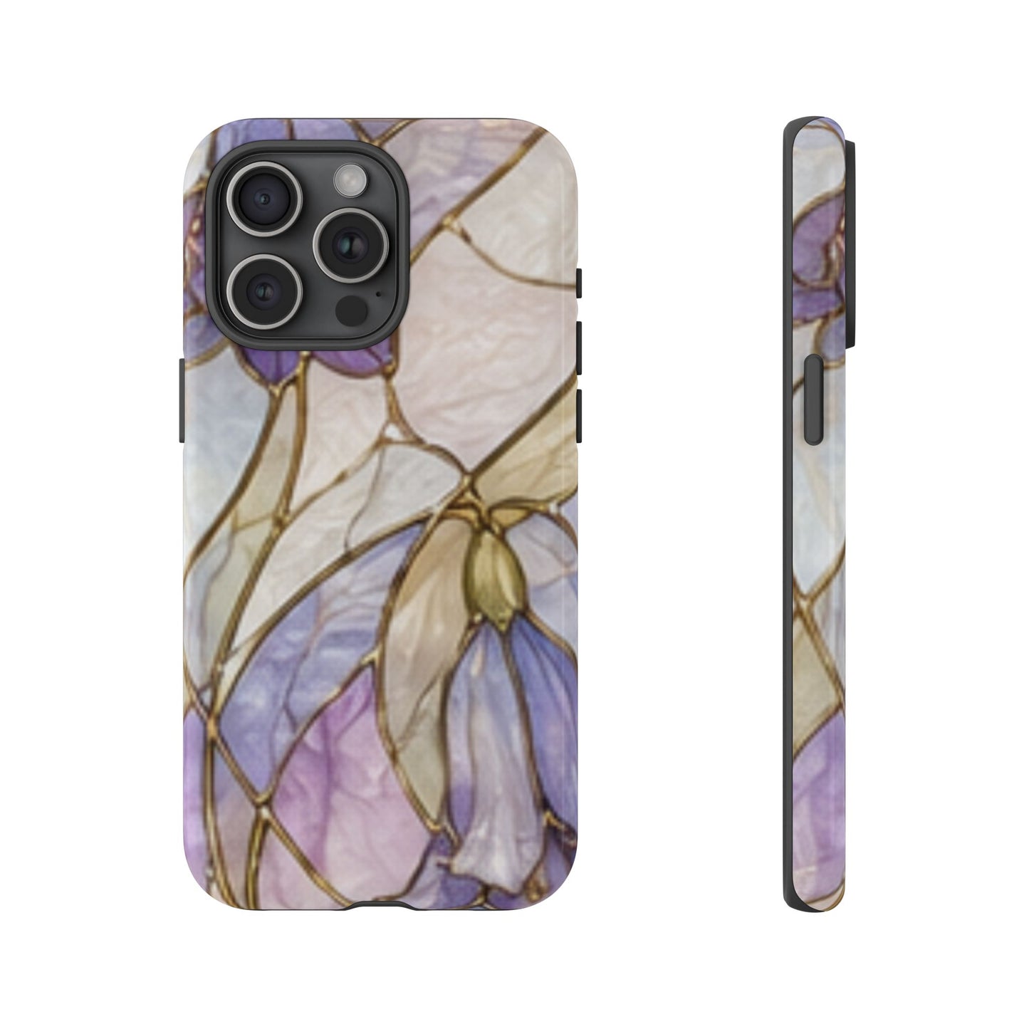 Lilac Meadows Stained Floral Glass Phone Case – Purple Lily Tough Case