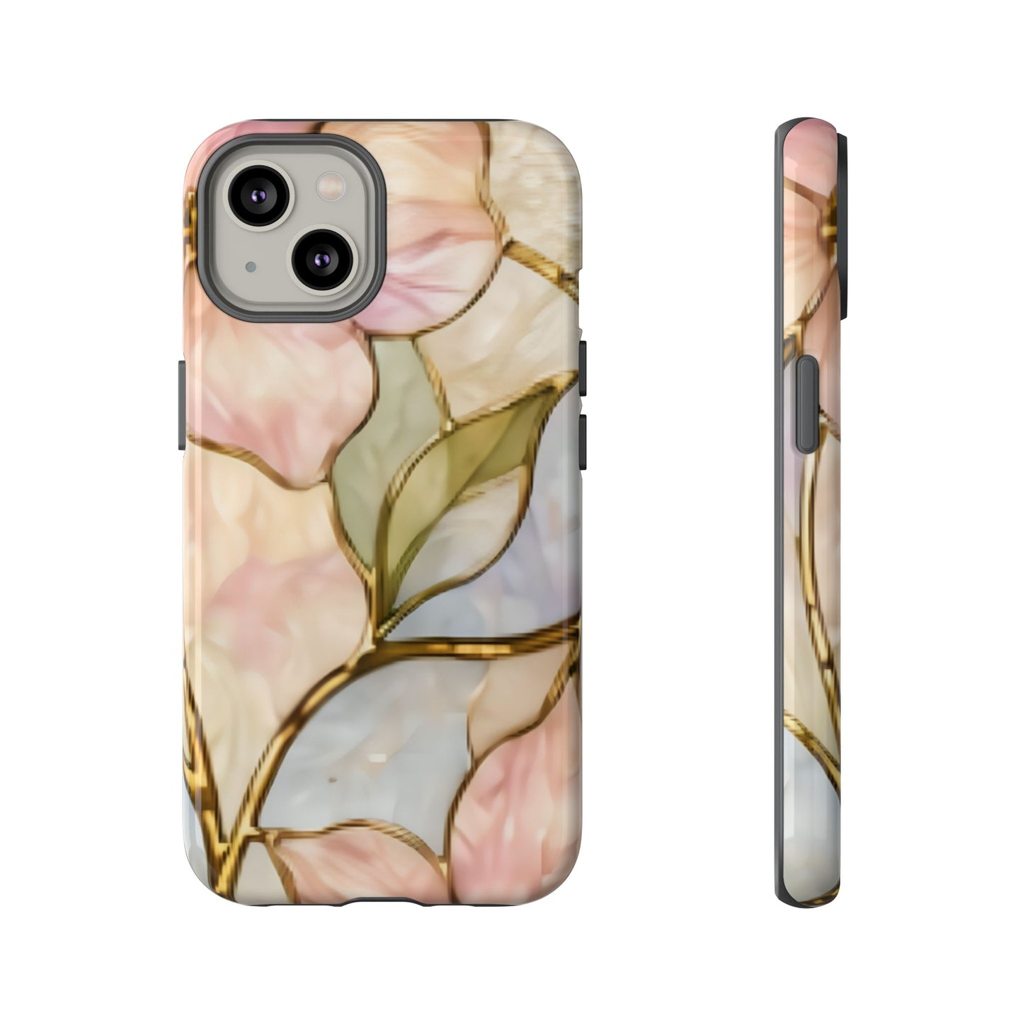 Pink Petals Floral Stained Glass Tough Case — Pastel Pink Protective Phone Cover