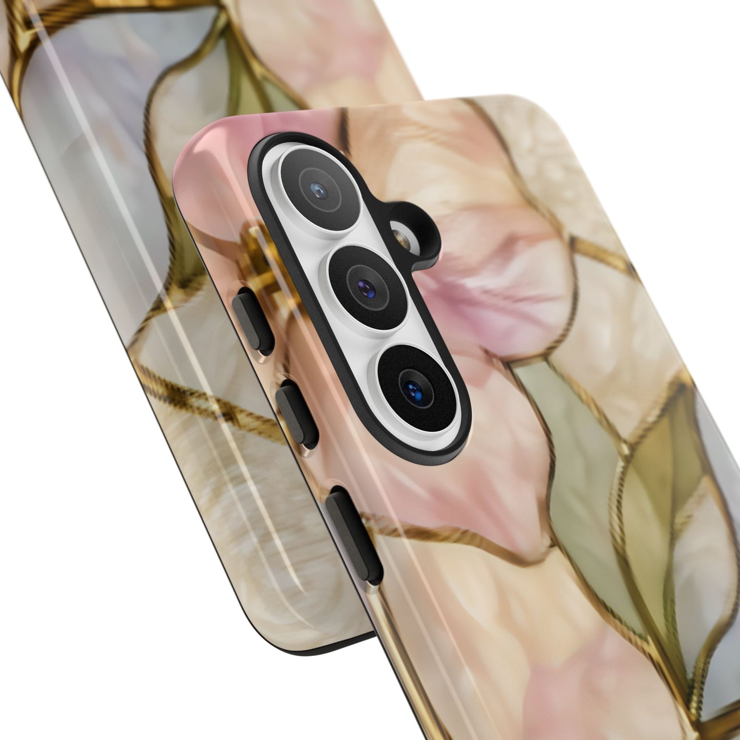 Pink Petals Floral Stained Glass Tough Case — Pastel Pink Protective Phone Cover