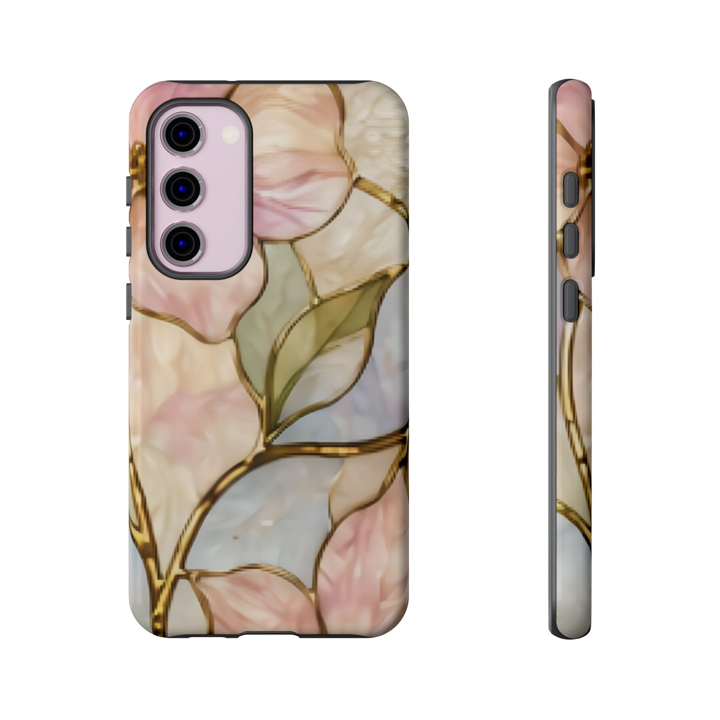 Pink Petals Floral Stained Glass Tough Case — Pastel Pink Protective Phone Cover