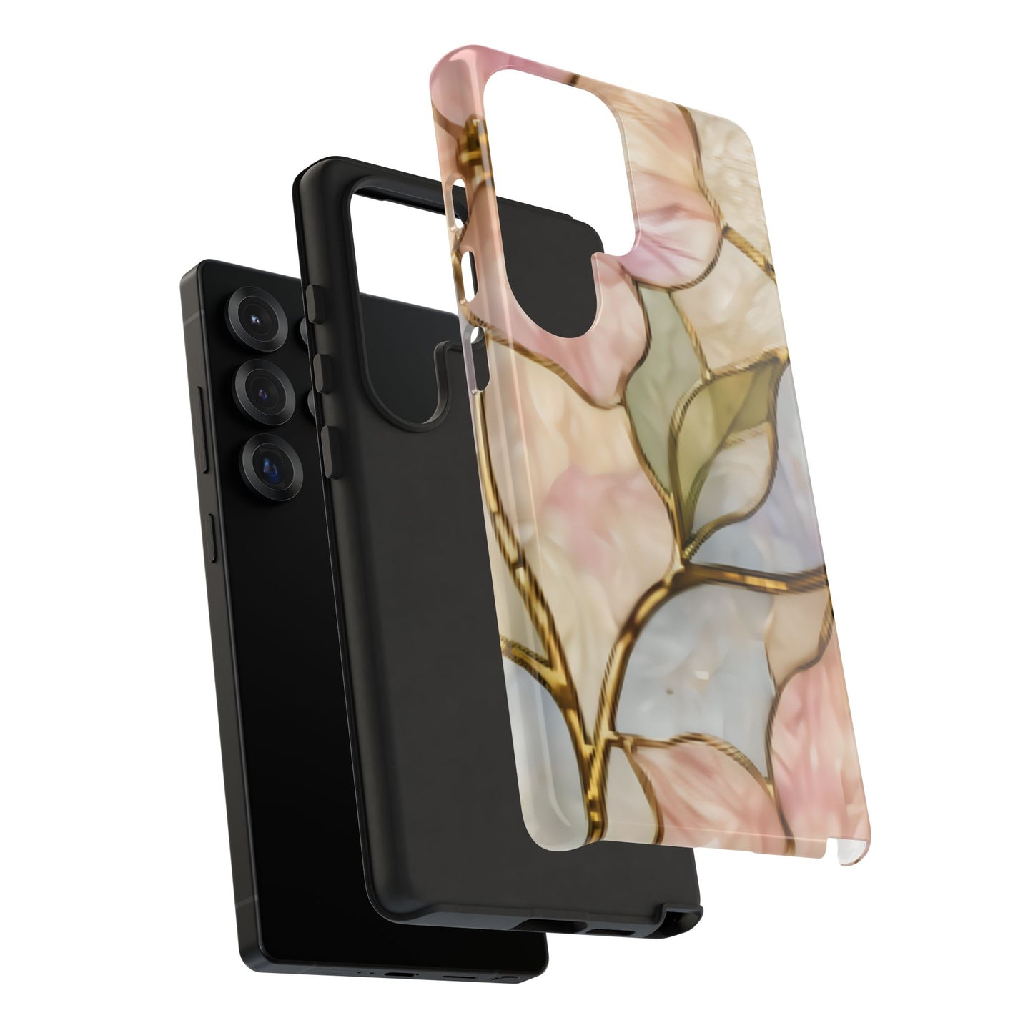 Pink Petals Floral Stained Glass Tough Case — Pastel Pink Protective Phone Cover