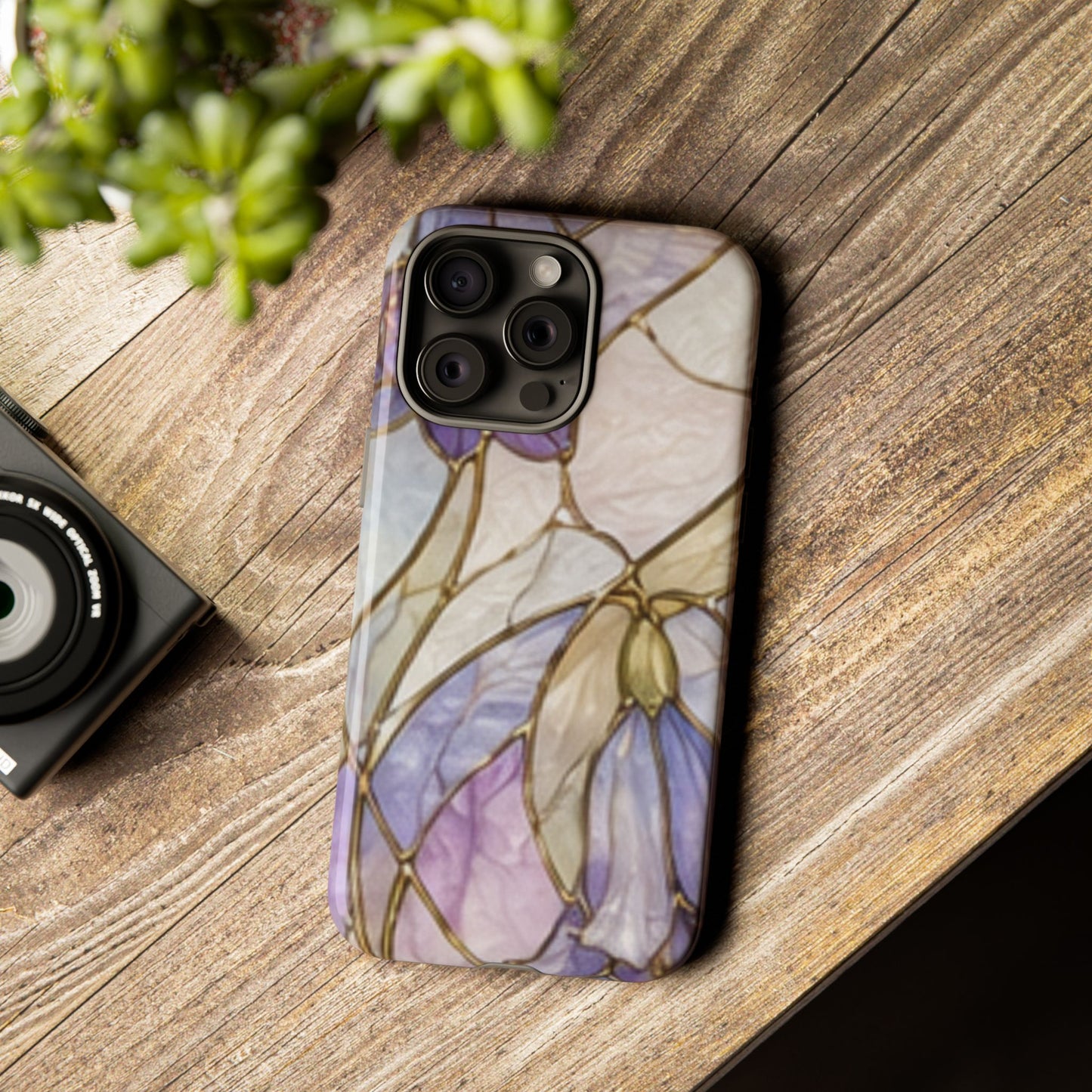 Lilac Meadows Stained Floral Glass Phone Case – Purple Lily Tough Case