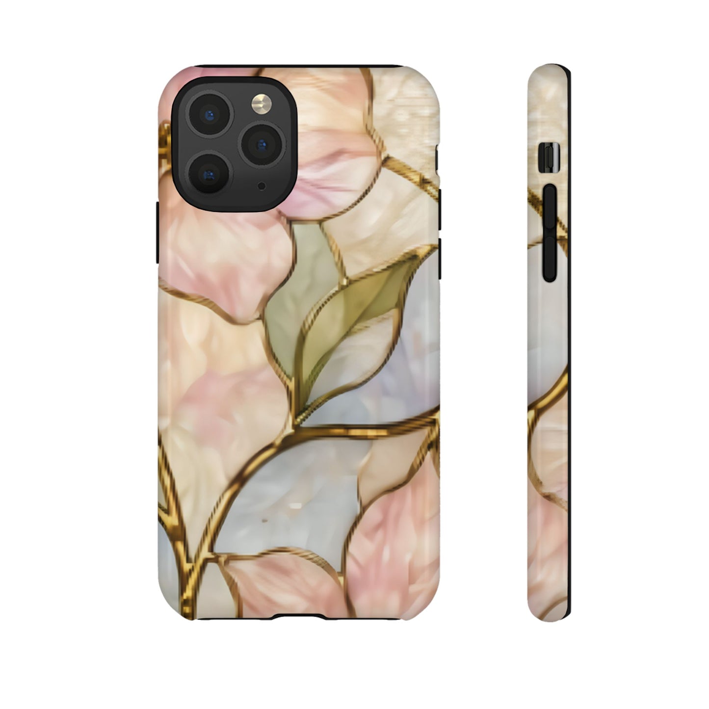 Pink Petals Floral Stained Glass Tough Case — Pastel Pink Protective Phone Cover