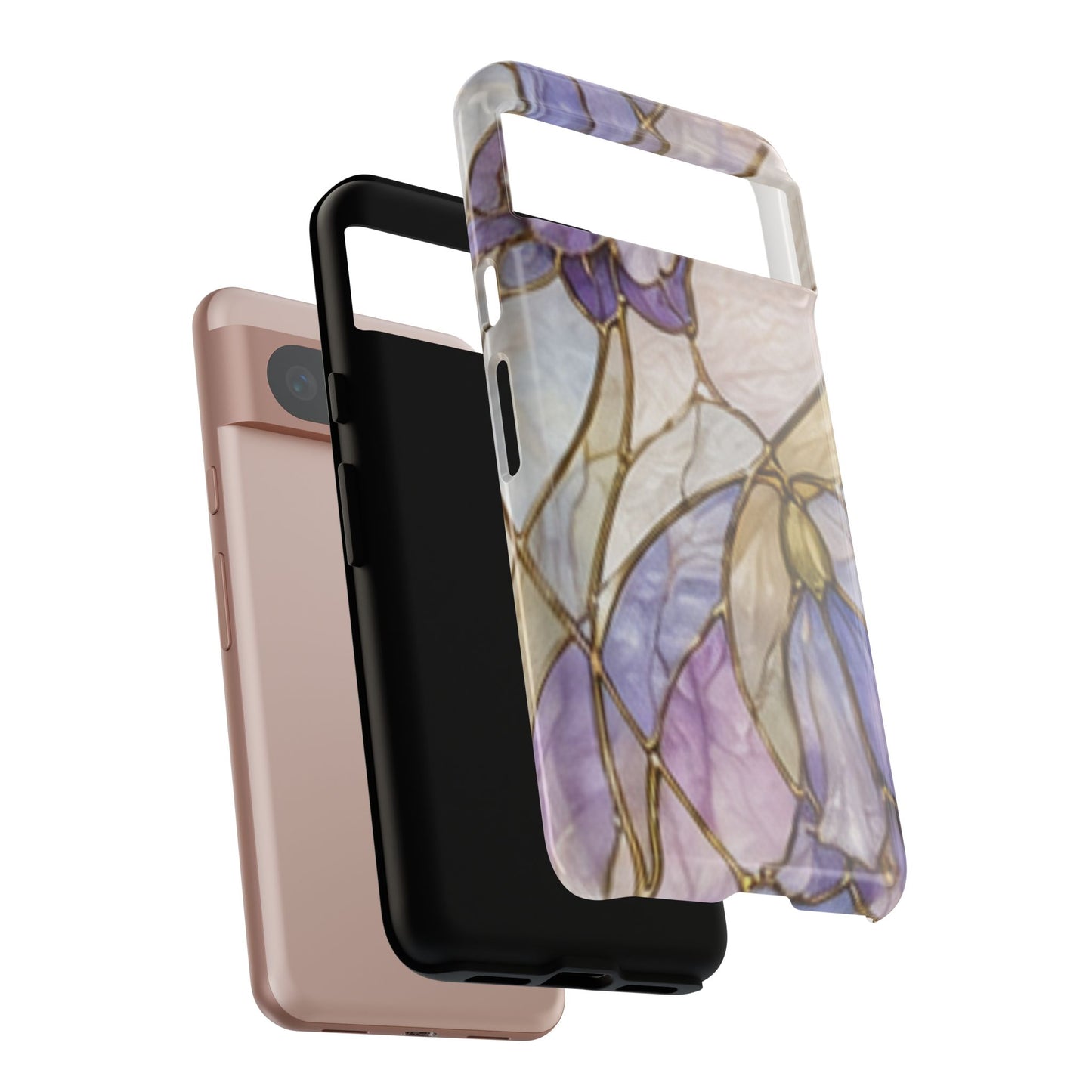 Lilac Meadows Stained Floral Glass Phone Case – Purple Lily Tough Case