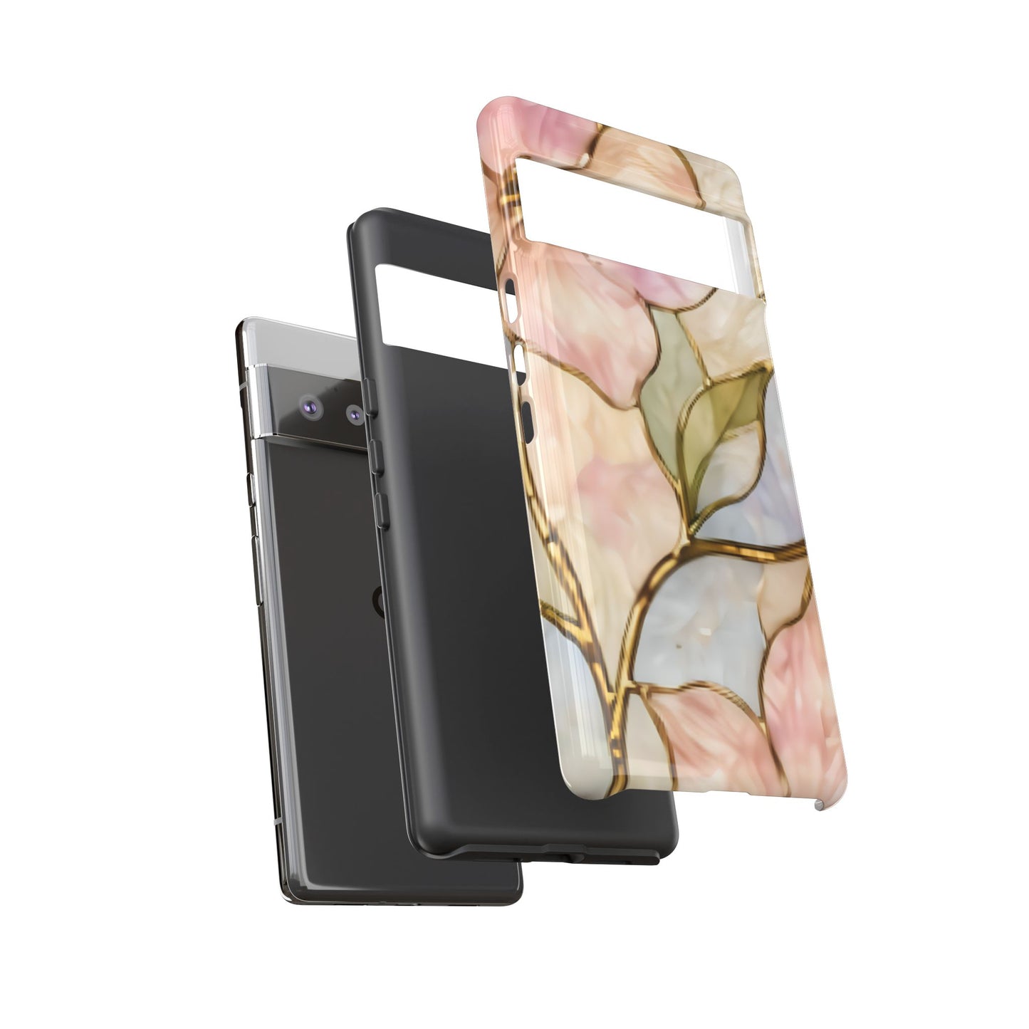 Pink Petals Floral Stained Glass Tough Case — Pastel Pink Protective Phone Cover