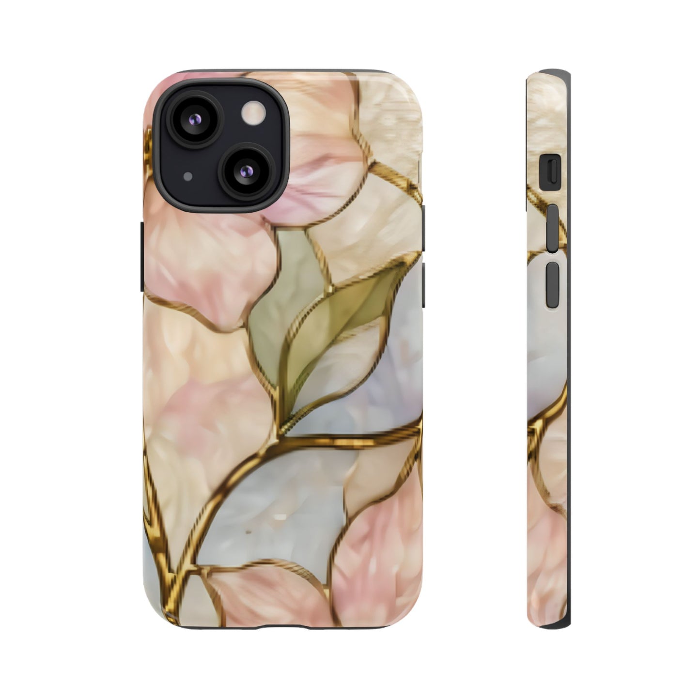 Pink Petals Floral Stained Glass Tough Case — Pastel Pink Protective Phone Cover