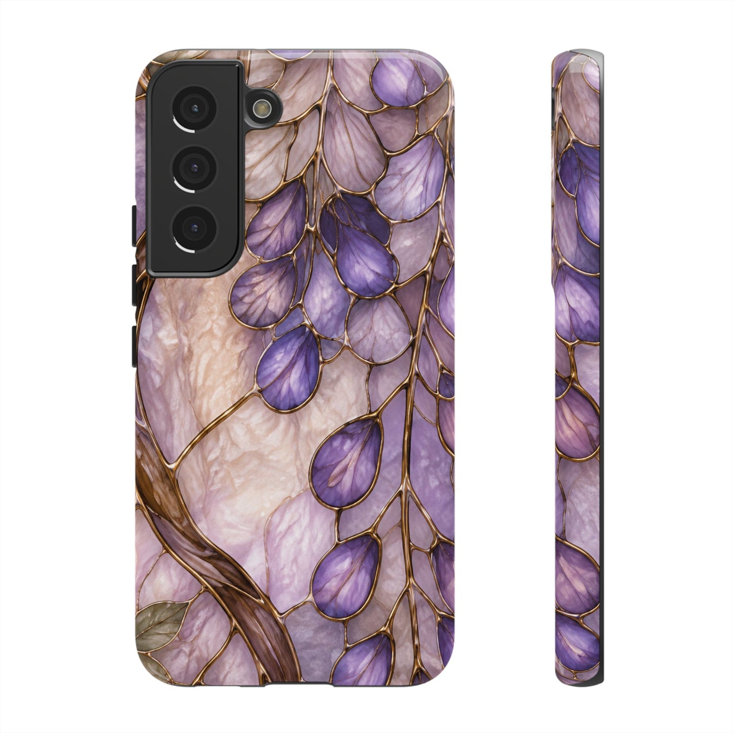 Wisteria Wilows Floral Lavender Vines Tough Phone Case- Stained glass floral collection