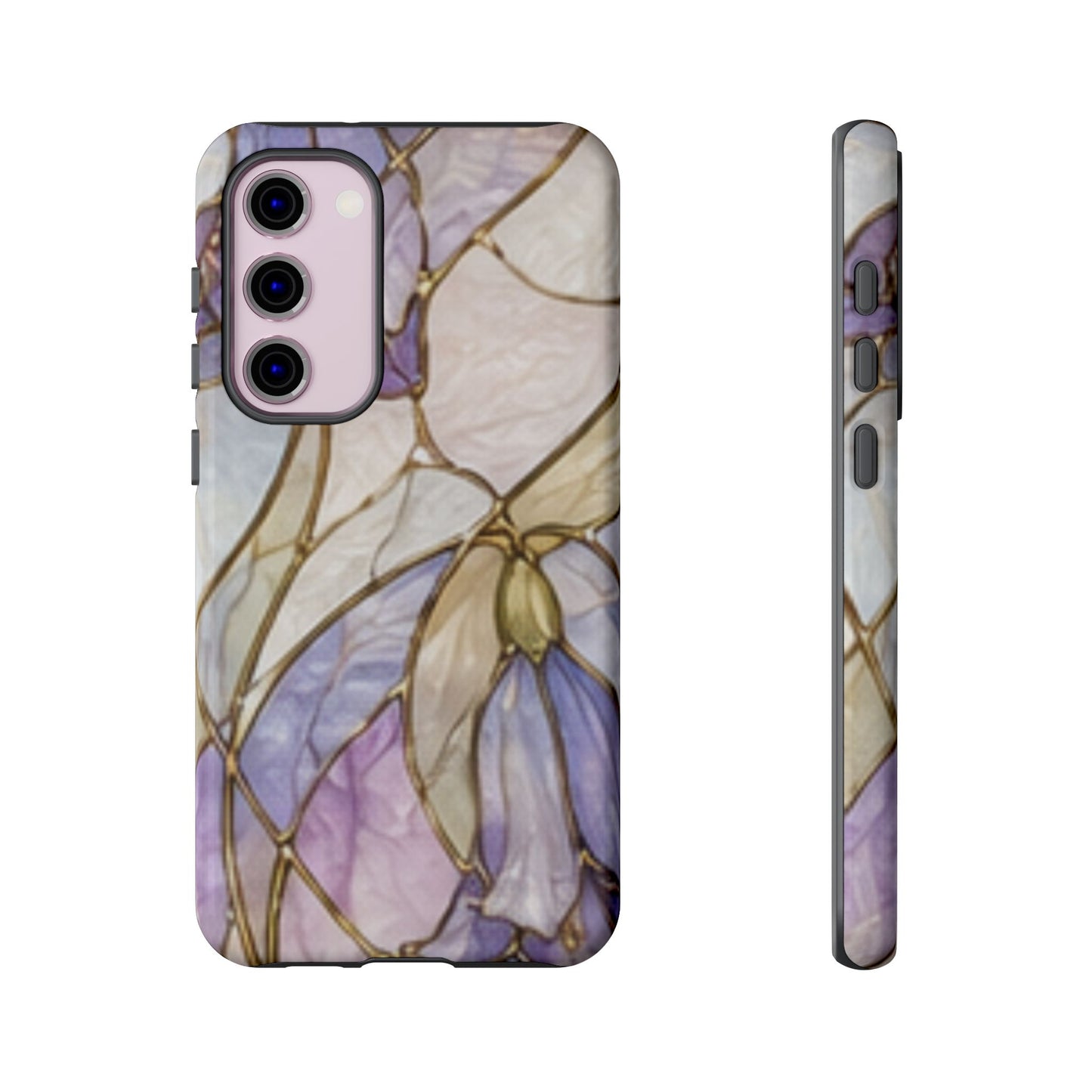 Lilac Meadows Stained Floral Glass Phone Case – Purple Lily Tough Case