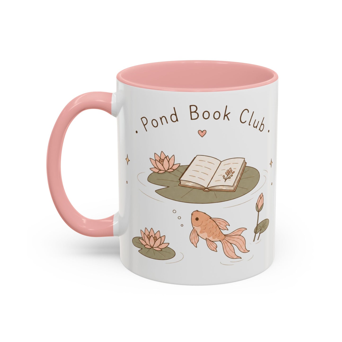 Pond Book Club Mug — Cute Koi & Lily Reading Coffee Mug (11/15oz)
