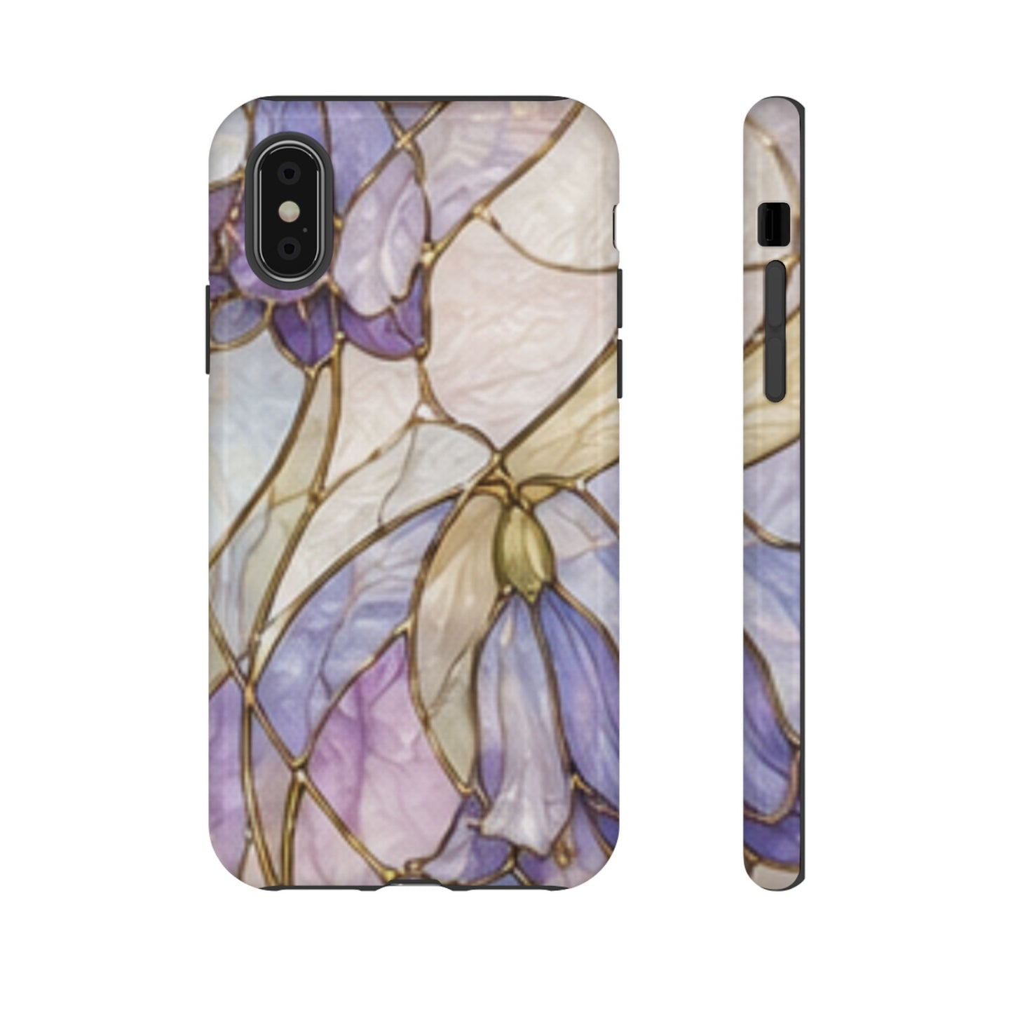 Lilac Meadows Stained Floral Glass Phone Case – Purple Lily Tough Case