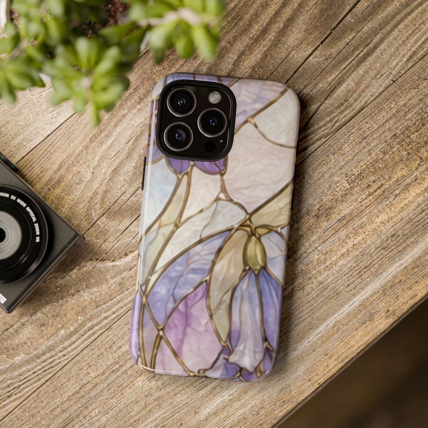 Lilac Meadows Stained Floral Glass Phone Case – Purple Lily Tough Case