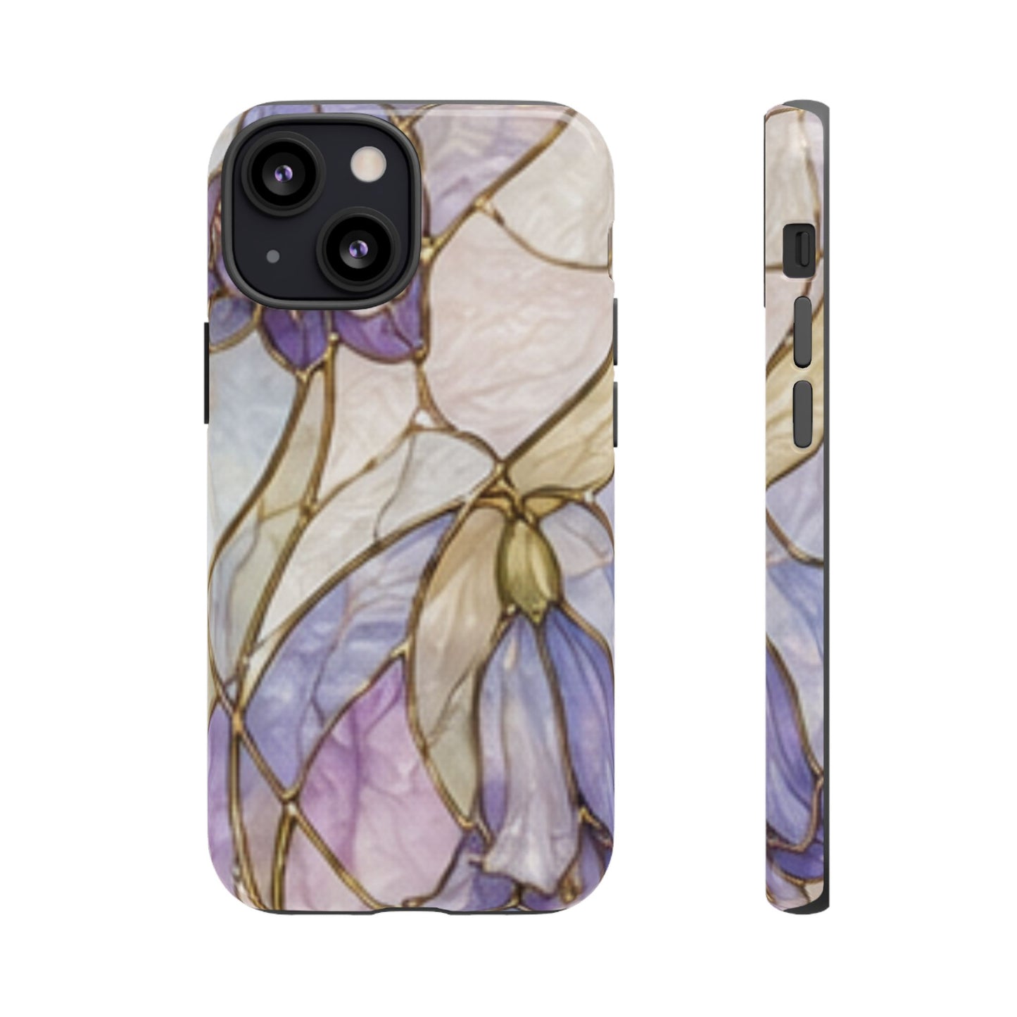 Lilac Meadows Stained Floral Glass Phone Case – Purple Lily Tough Case