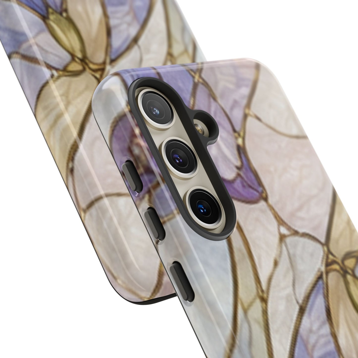 Lilac Meadows Stained Floral Glass Phone Case – Purple Lily Tough Case